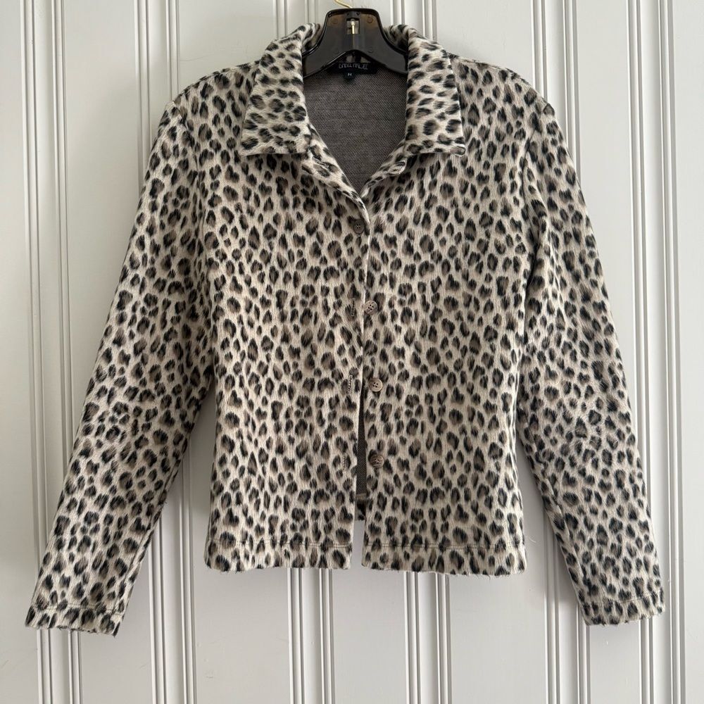 Leopard Print Button Up Teddy Jacket